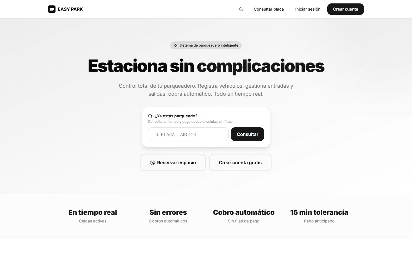 Pantalla de EasyPark